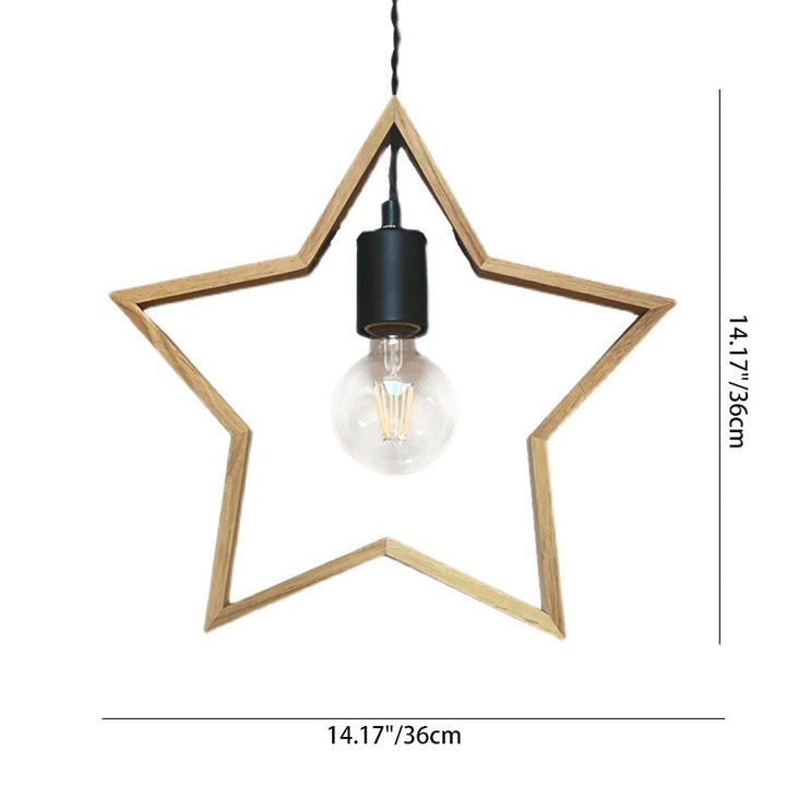 Zeitgenössische kreative Massivholz Pentagramm Stern 1-Licht Pendelleuchte für Wohnzimmer 