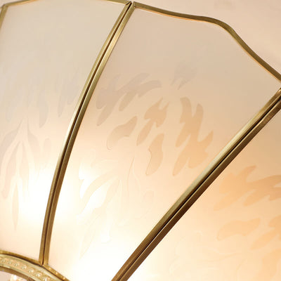 European Luxury Brass Glass Shell Crystal Beads 4/6 Light Semi-Flush Mount Ceiling Light