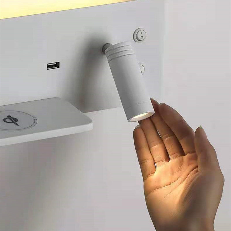 مصباح حائط عصري صناعي مستطيل LED قابل للشحن عبر USB قابل للدوران لغرفة النوم 