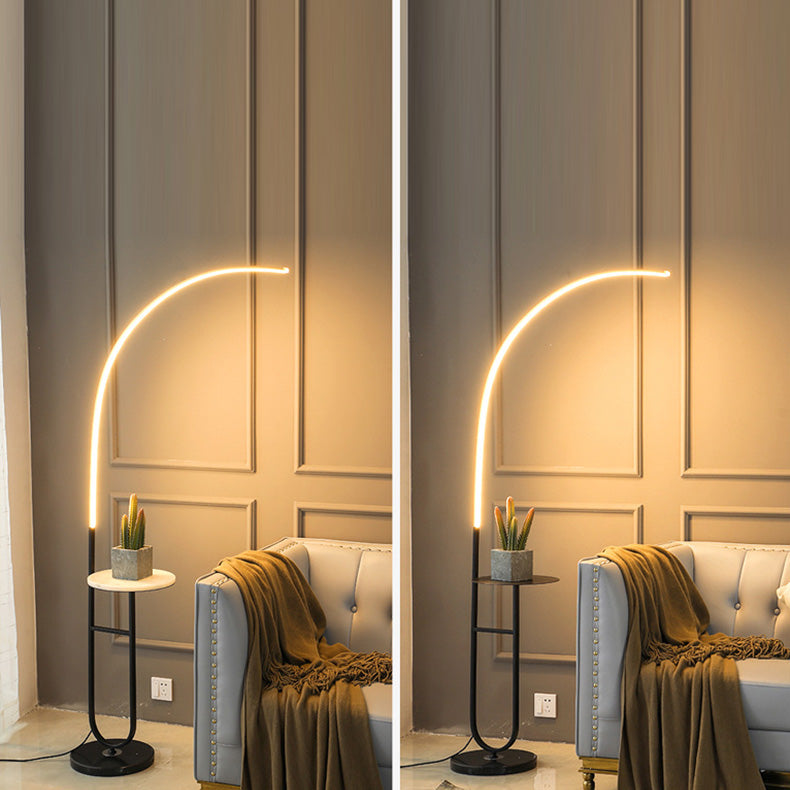 Zeitgenössische Einfachheit Arc Aluminium Streifen mit Marmor Eisen Palette LED Stehlampe für Wohnzimmer 