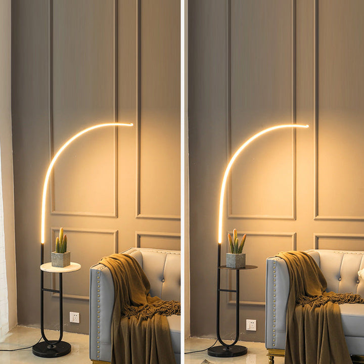Zeitgenössische Einfachheit Arc Aluminium Streifen mit Marmor Eisen Palette LED Stehlampe für Wohnzimmer 