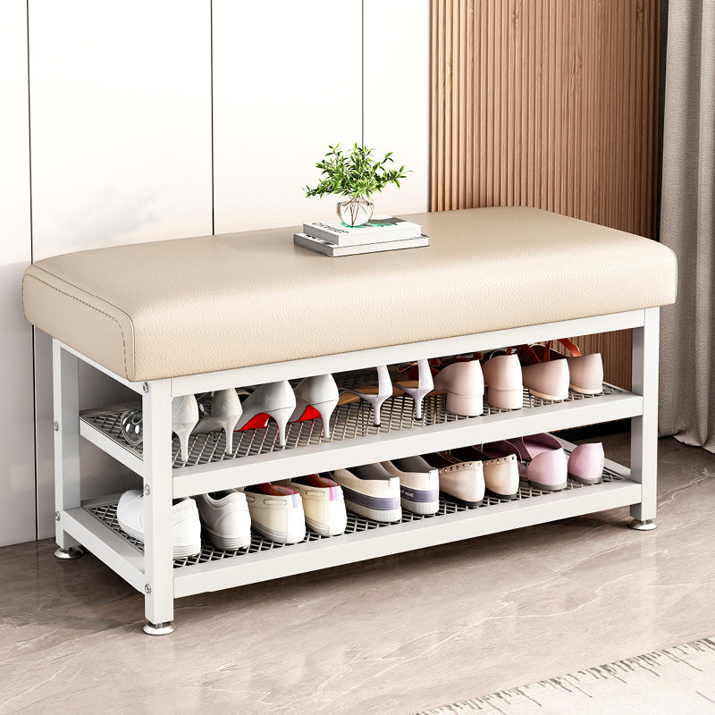 Modern Luxury Rectangle Synthetic Fabric Carbon Steel Shoe Storage 2-Shelf For Entryways