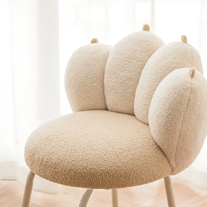 Tabouret de coiffeuse en métal avec dossier en agneau d&