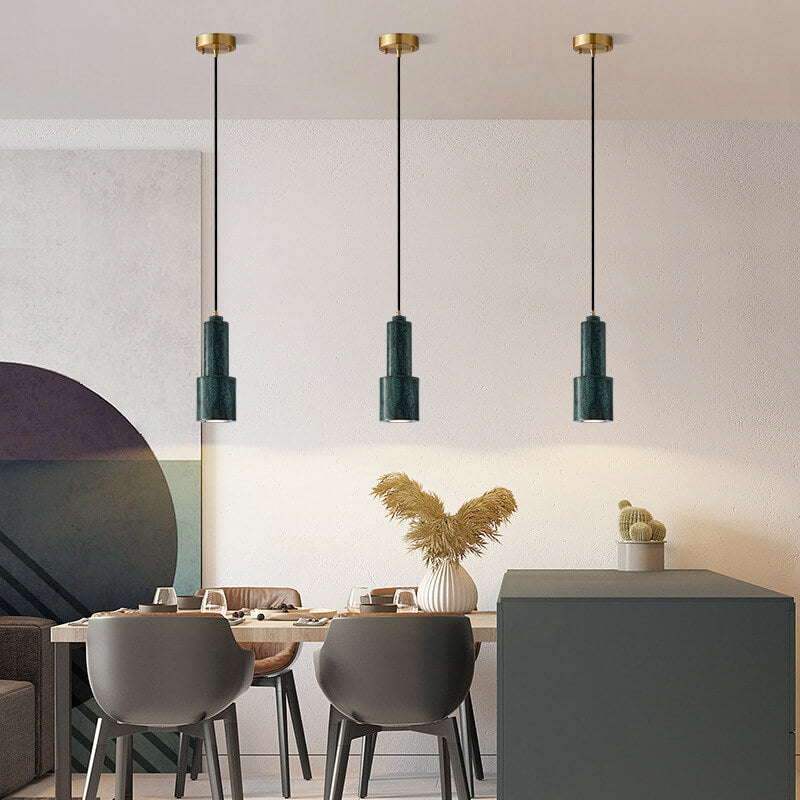 Nordic Light Luxus Messing Marmor Zylinder 1-Licht Pendelleuchte 