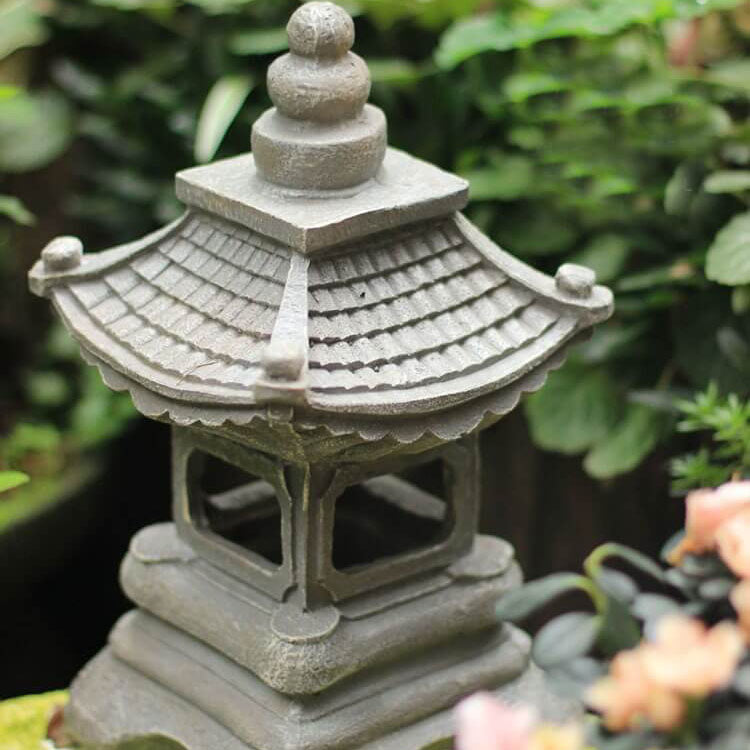 Luz de Paisaje Decorativa de Jardín al Aire Libre LED de Piedra Pagoda Impermeable Solar Zen Japonesa 