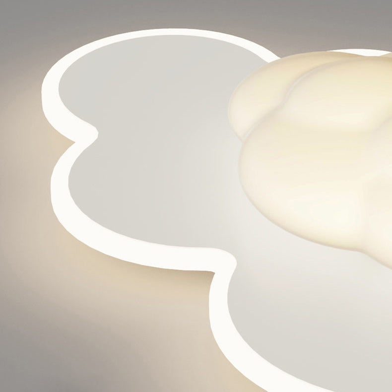 Modern Art Deco Cream Clouds Plastic Iron LED Flush Mount Ceiling Light For Living Room
