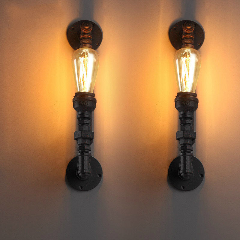 Traditionelle koloniale Wasserrohr-Wandleuchte aus Metall mit 1 Licht für Schlafzimmer 