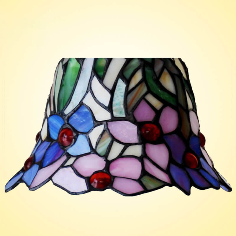 تيiffany Simple Orchid Stained Glass Metal 1-Light Table Lamp 