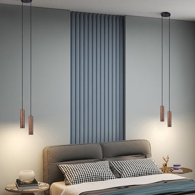 Lustre à LED cylindrique en bois minimaliste moderne 