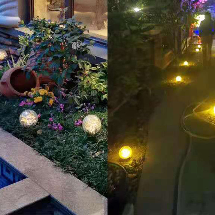 Éclairage paysager LED à énergie solaire étanche moderne Art Déco avec boule en verre et fil de cuivre en plastique pour jardin 