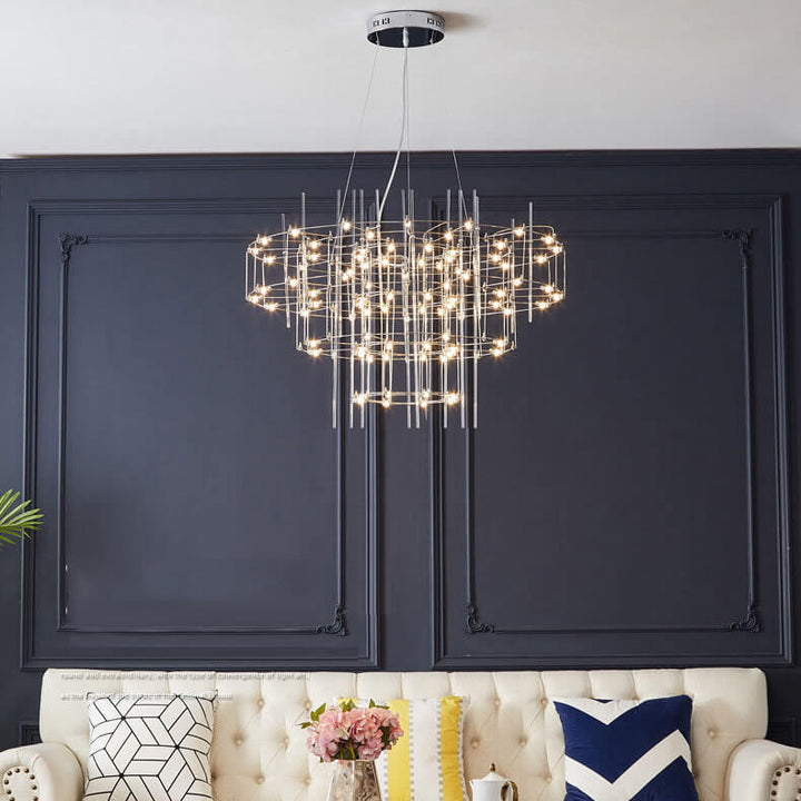 Moderne Luxus Runde Pole Edelstahl LED Kronleuchter Für Wohnzimmer 