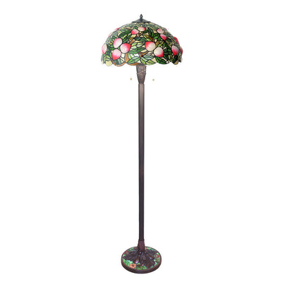 Traditionelle Tiffany-Stehlampe mit Buntglas und pfirsichfarbenem Hardware-Sockel, 3 Lichter, für das Home Office 