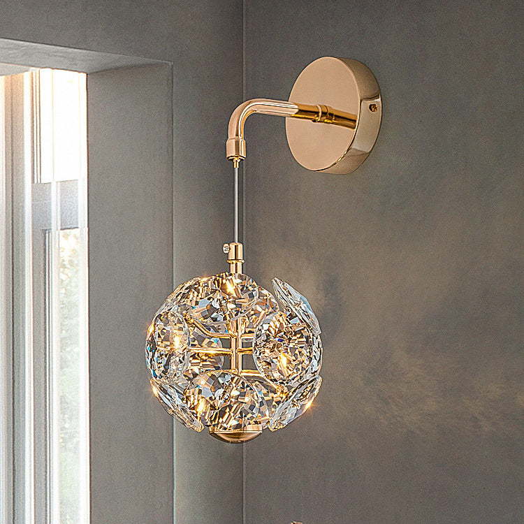 Zeitgenössische Luxus Kristall Hardware Runde Schatten Löwenzahn Design LED Wand Leuchte Lampe Für Wohnzimmer 