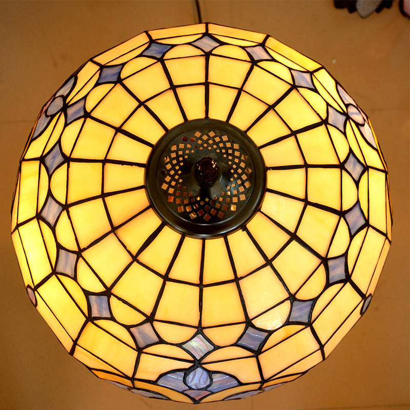 Lampe de sol traditionnelle Tiffany en verre teinté méditerranéen à 2 lumières pour bureau à domicile 