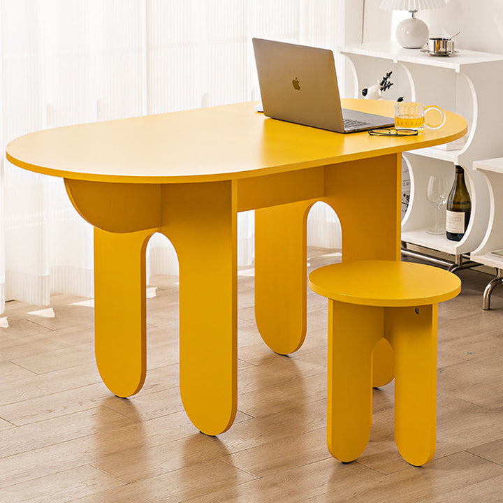 Modern Minimalist Oval Round Medium-Density Fiberboard Dining Table And Chair Set For Dining Room