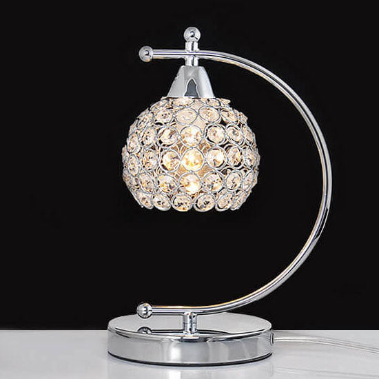 Modern Minimalist Globe Crystal Shade Arc 1-Light Table Lamp