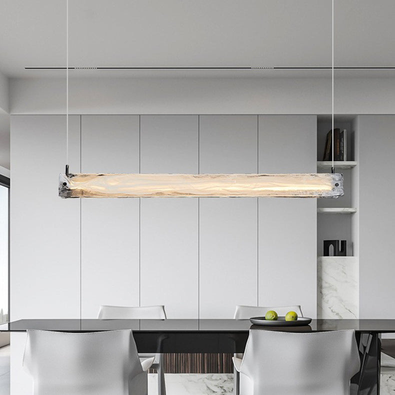 Moderne minimalistische lange Streifen Eisen Aluminium Glas LED Insel Licht Pendelleuchte für Arbeitszimmer 