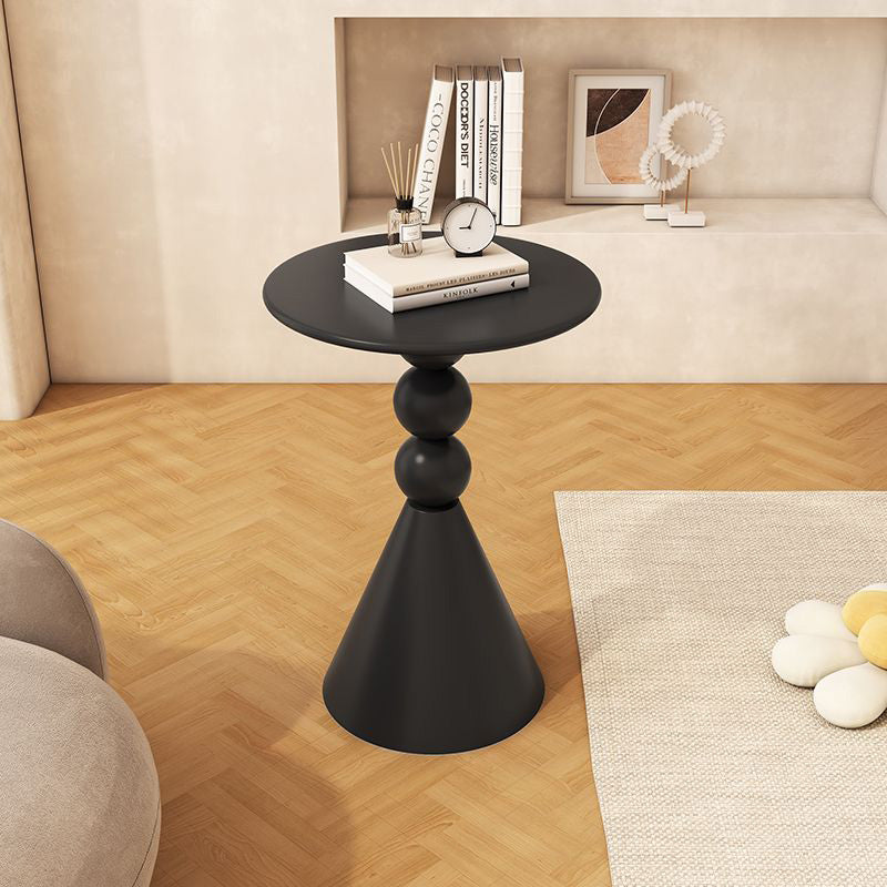 Mesa de café de hierro con base geométrica redonda minimalista moderna para sala de estar 