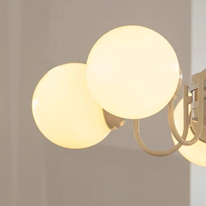 Zeitgenössischer Retro-Zweig, gebogene Stange, runde Kugel, Eisen, Glas, 3/5 Lichter, Kronleuchter für Wohnzimmer 