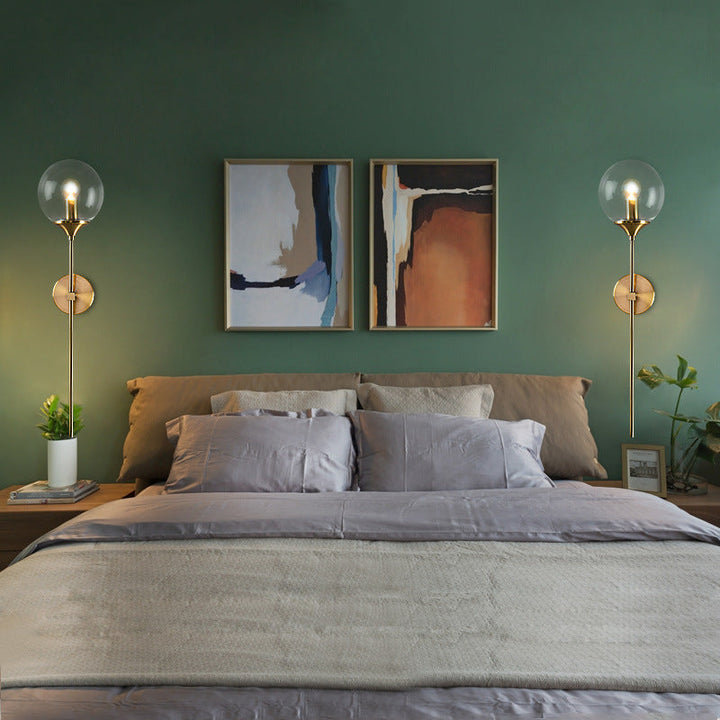 Applique murale contemporaine en fer rond avec verre à 1 lumière pour salon 