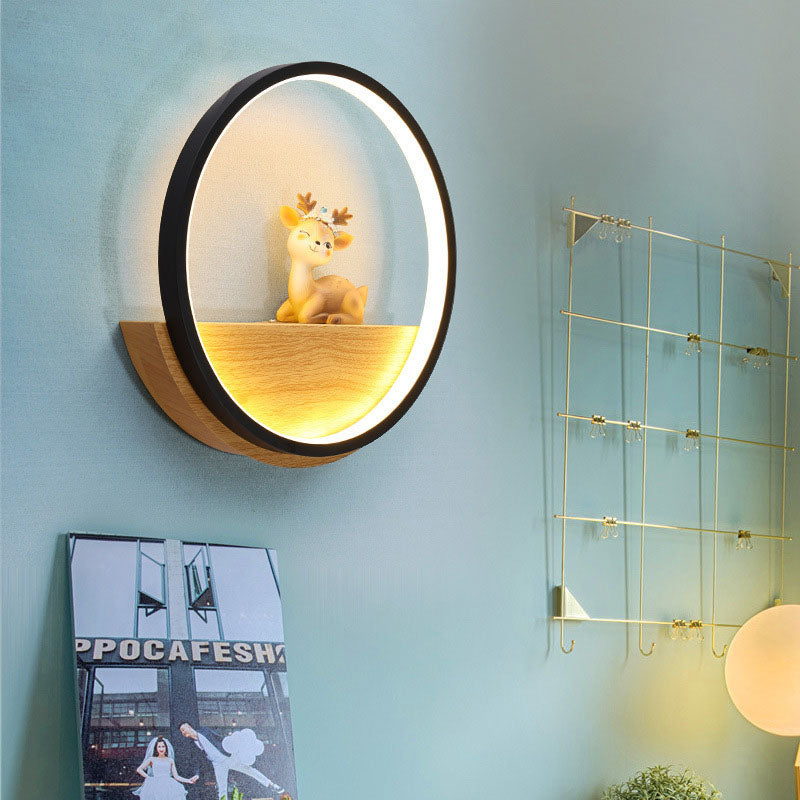 Applique murale LED en fer avec cerf créatif contemporain pour salon 