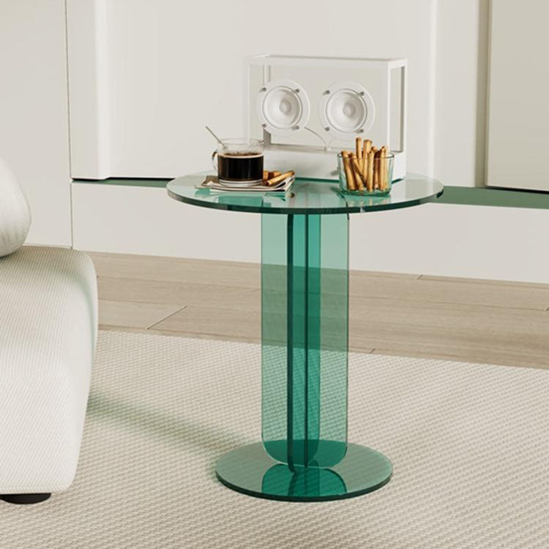 Modern Minimalist Round Acrylic Coffee Table 1-Tier For Living Room