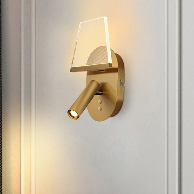 Applique Murale LED en Fer Acrylique Ovale Trapézoïdale Minimaliste Moderne pour Salon 