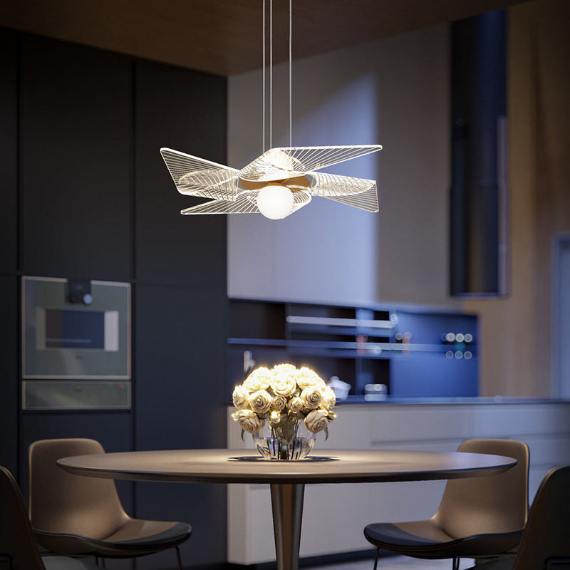 Moderne Art Deco Windrad Form Acryl Eisen LED Kronleuchter Für Schlafzimmer 