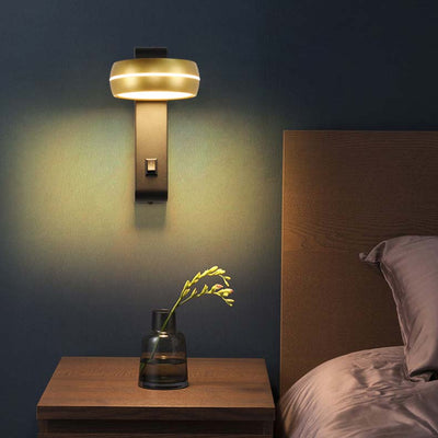 Lámpara Aplique de Pared LED PS de Aluminio y Hierro Rectangular Redonda Minimalista Moderna para Dormitorio 