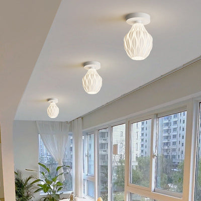 Moderne minimalistische Eisen PE Ananas Design 1-Licht Semi-Flush Mount Deckenleuchte für Wohnzimmer 