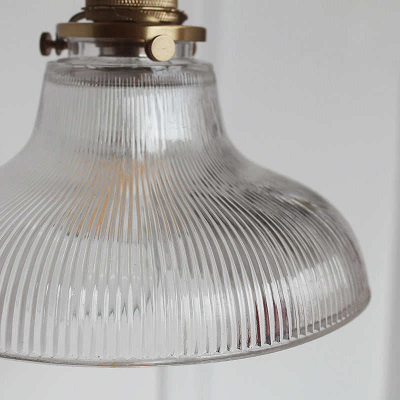Traditional Vintage Textured Glass Copper Round Pot 1-Light Pendant Light For Dining Room