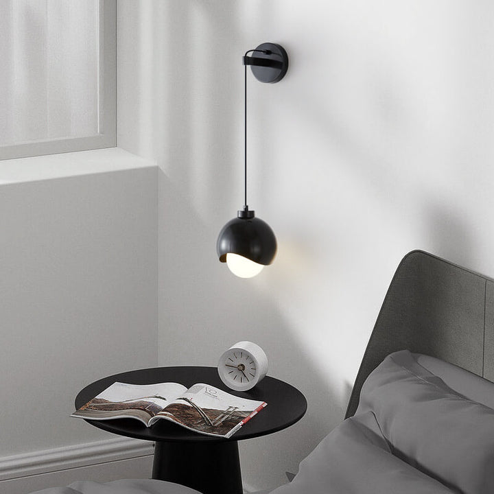 Moderne minimalistische kugelförmige Kupferschirm-Glas-Wandleuchte mit 1 Licht 