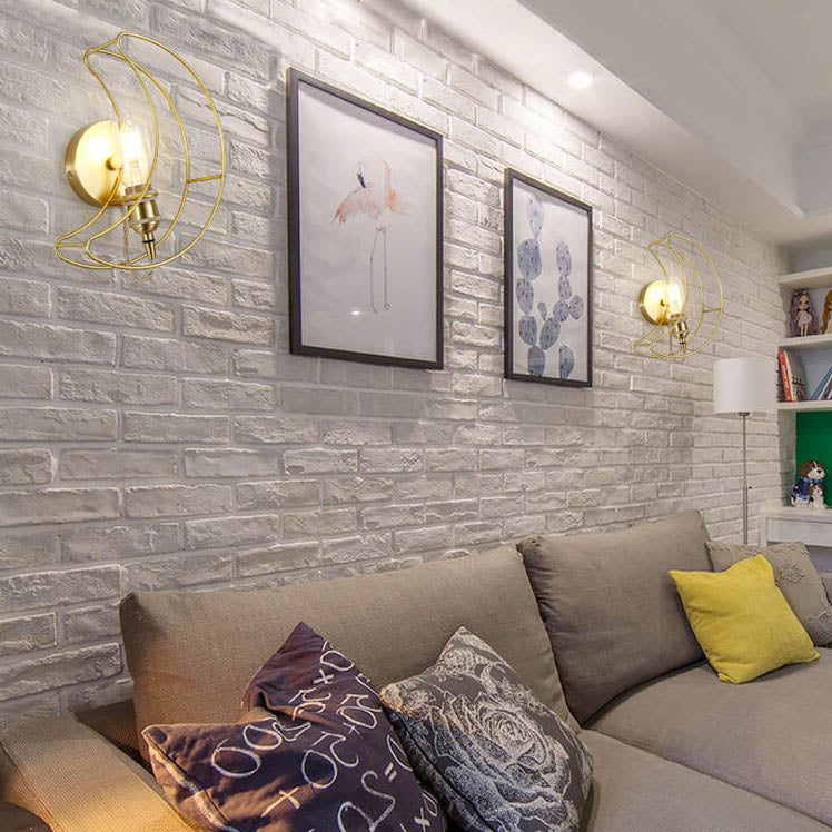 Moderne Mid-Century Mond Kupfer 1-Licht Wandleuchte für Wohnzimmer 