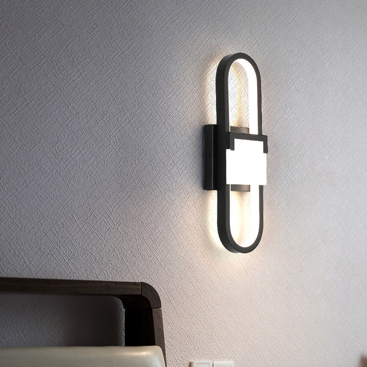 Applique Murale LED Ovale Rectangle Minimaliste Moderne en Fer et Aluminium Pour Chambre 