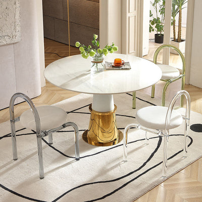 Dossier de chaise de salle à manger en velours acrylique nordique contemporain avec éponge ronde pour salle à manger 