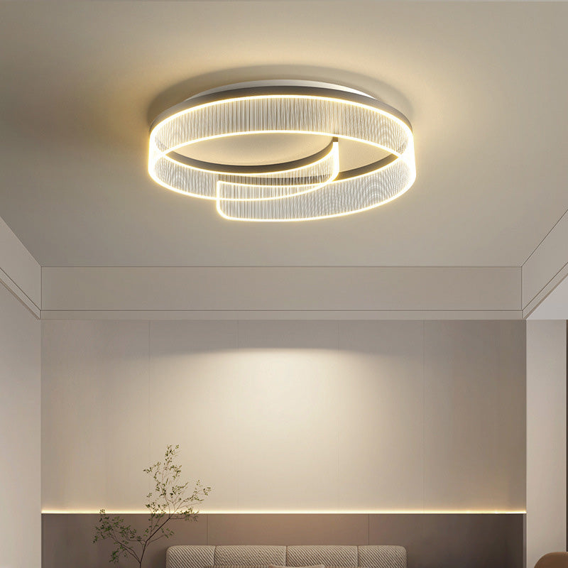 Plafonnier LED rond minimaliste moderne en acrylique, fer et aluminium pour salon 