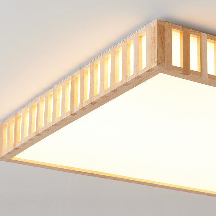 Moderne unbedeutende quadratische hölzerne Acryl-LED-Unterputz-Deckenleuchte für Schlafzimmer 