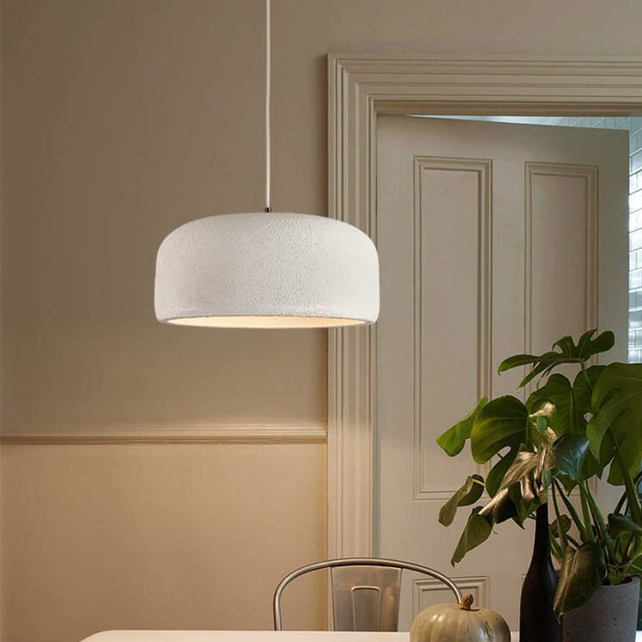 Lámpara Colgante de 1 Luz con Cúpula de Resina de Textura Mate Minimalista Japonesa 