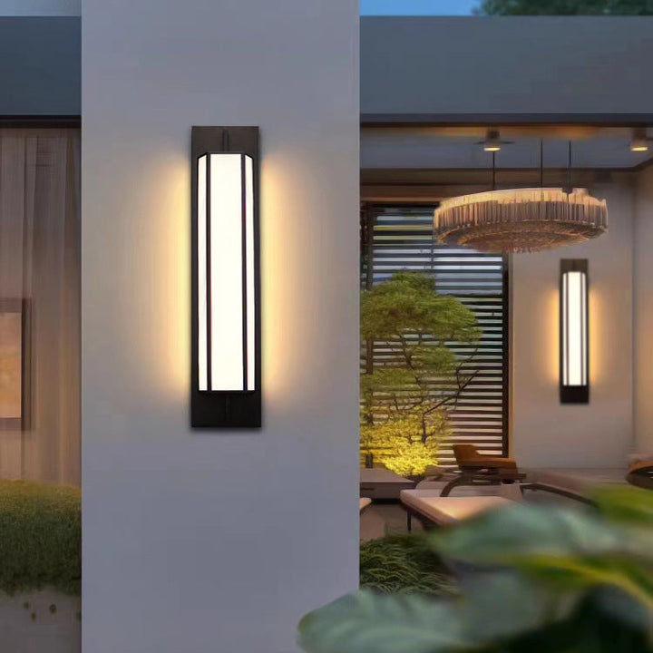 Modern Minimalist Long Square PMMA Stainless Steel LED Outdoor Wall Sconce Lamp For Garden