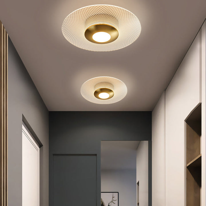 Lustre semi-encastré LED en acrylique à motif géométrique circulaire vertical de luxe contemporain pour salon 