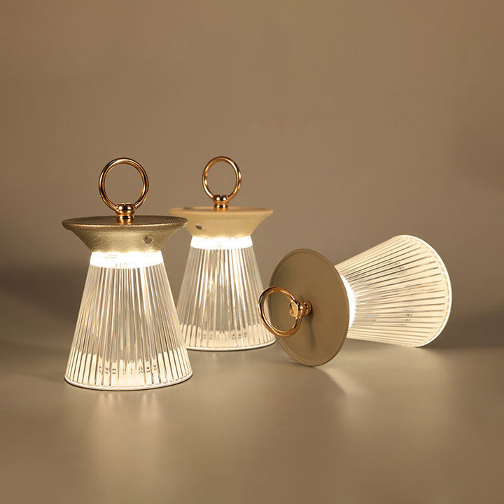 Lámpara de Mesa LED Portátil de Hierro Acrílico Semi-Cónica de Simplicidad Contemporánea Luz Nocturna para Dormitorio 