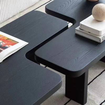 Mesa de café cuadrada contemporánea de combinación de madera de pino y fresno para sala de estar 