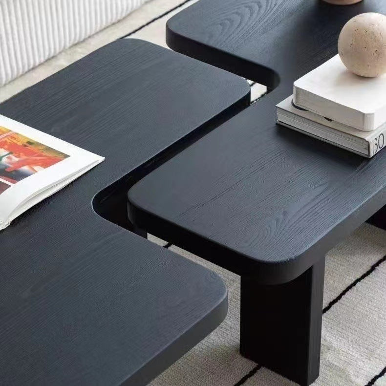 Mesa de café cuadrada contemporánea de combinación de madera de pino y fresno para sala de estar 