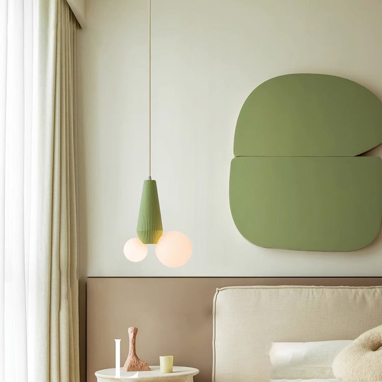 Lustre suspendu à 2 lumières en résine PE, cylindre irrégulier, orbe créatif contemporain pour salon 