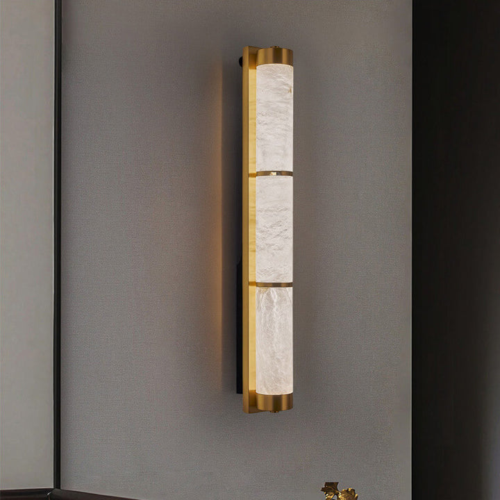 Applique murale LED en marbre à colonne en cuivre pleine lumière moderne 
