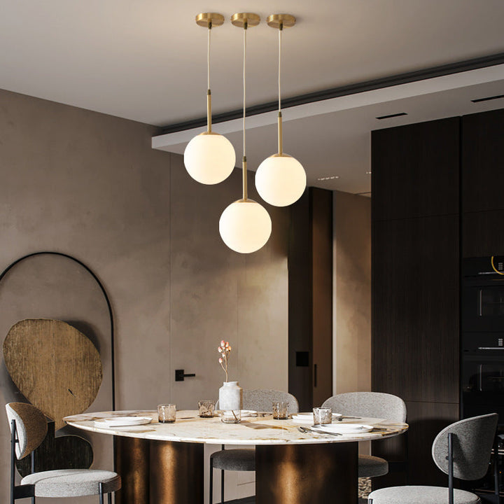 Lustre moderne minimaliste rond en globe tout en cuivre et verre à 1 lumière pour salon 