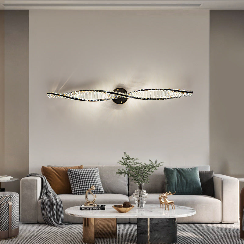مصباح حائط LED بتصميم بلوري نحاسي ملتوي على الطراز الإسكندنافي المعاصر لغرفة المعيشة 