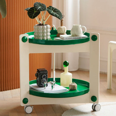 Zeitgenössischer kreativer runder PET-Acryl-Beistelltisch mit 2 Ebenen für das Wohnzimmer 