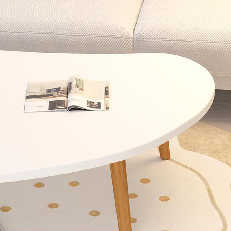 Mesa Auxiliar Moderna Minimalista Ovalada Curvada de Tablero de Densidad de Madera de 1 Nivel para Sala de Estar 