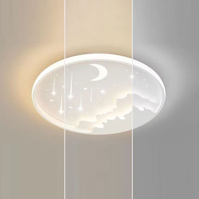 Plafonnier LED en fer météore lune ronde minimaliste moderne pour chambre à coucher 